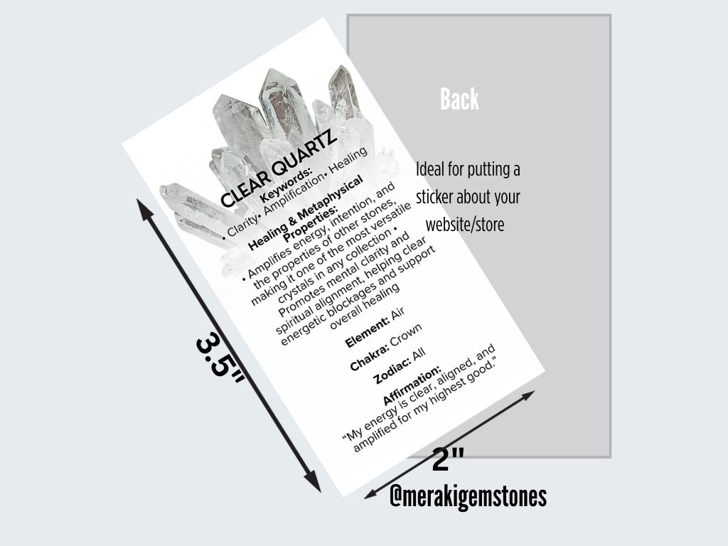 CLEAR QUARTZ - Metaphysical Gemstone Information Card