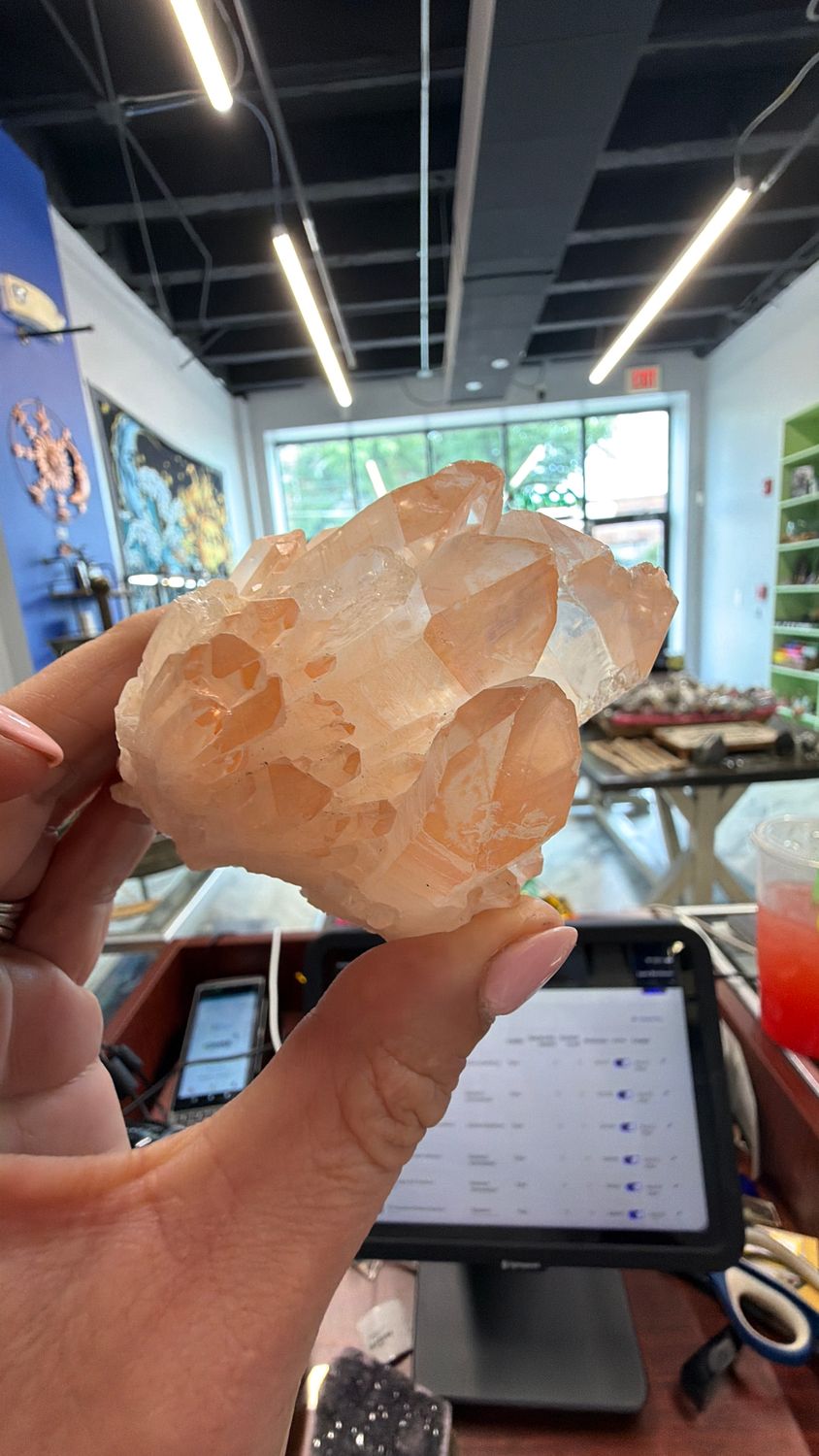 Tangerine Quartz Cluster 4”