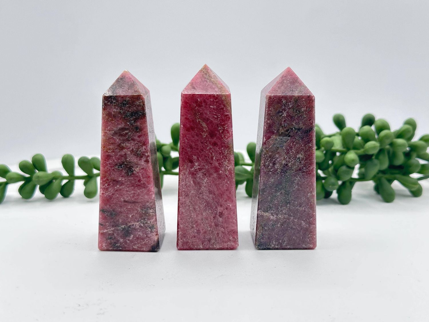 Rhodonite Gemstone Tower Obelisk 4 Faceted 7.5CM Aprox