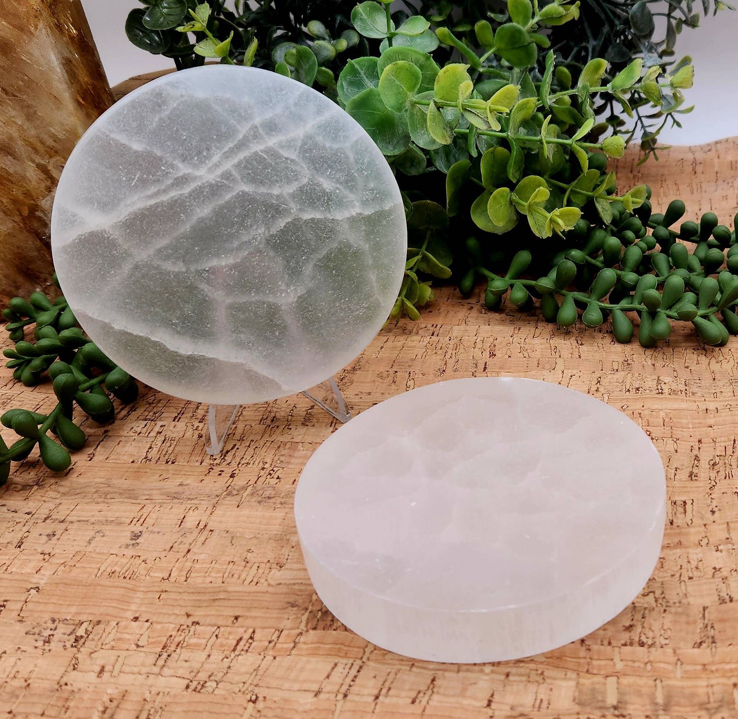 Selenite Charging/Cleansing Plate/Coaster Round, Plain-10cm