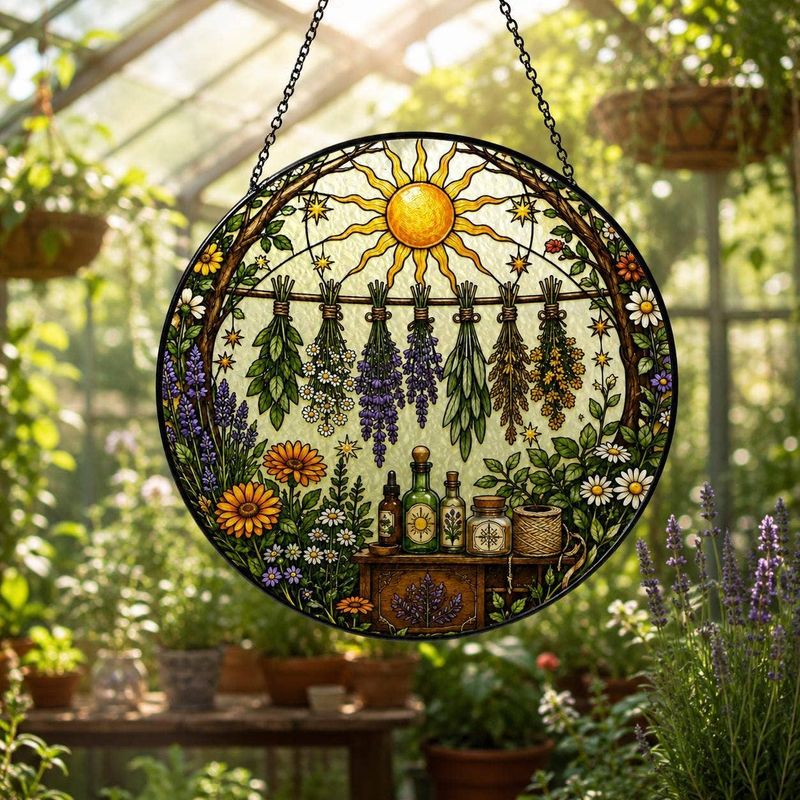 Summer Solstice Glass Suncatcher, Lavender Sunflower