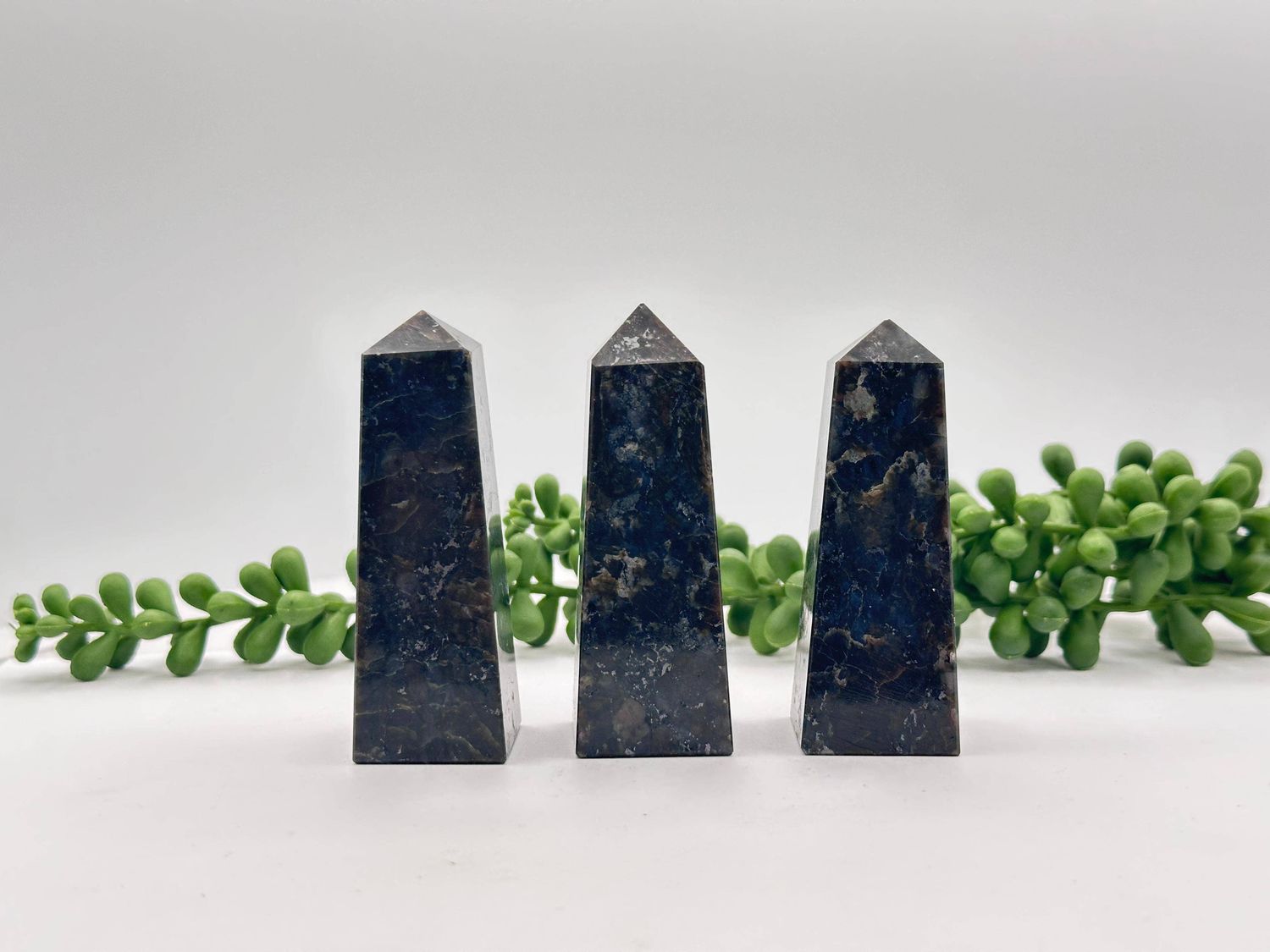 Larvikite Gemstone Tower Obelisk 4 Faceted 7.5CM Aprox