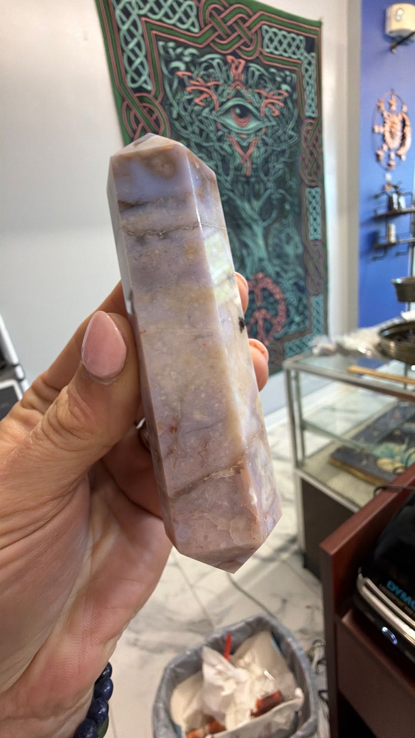 Flower Agate Double Point 4”