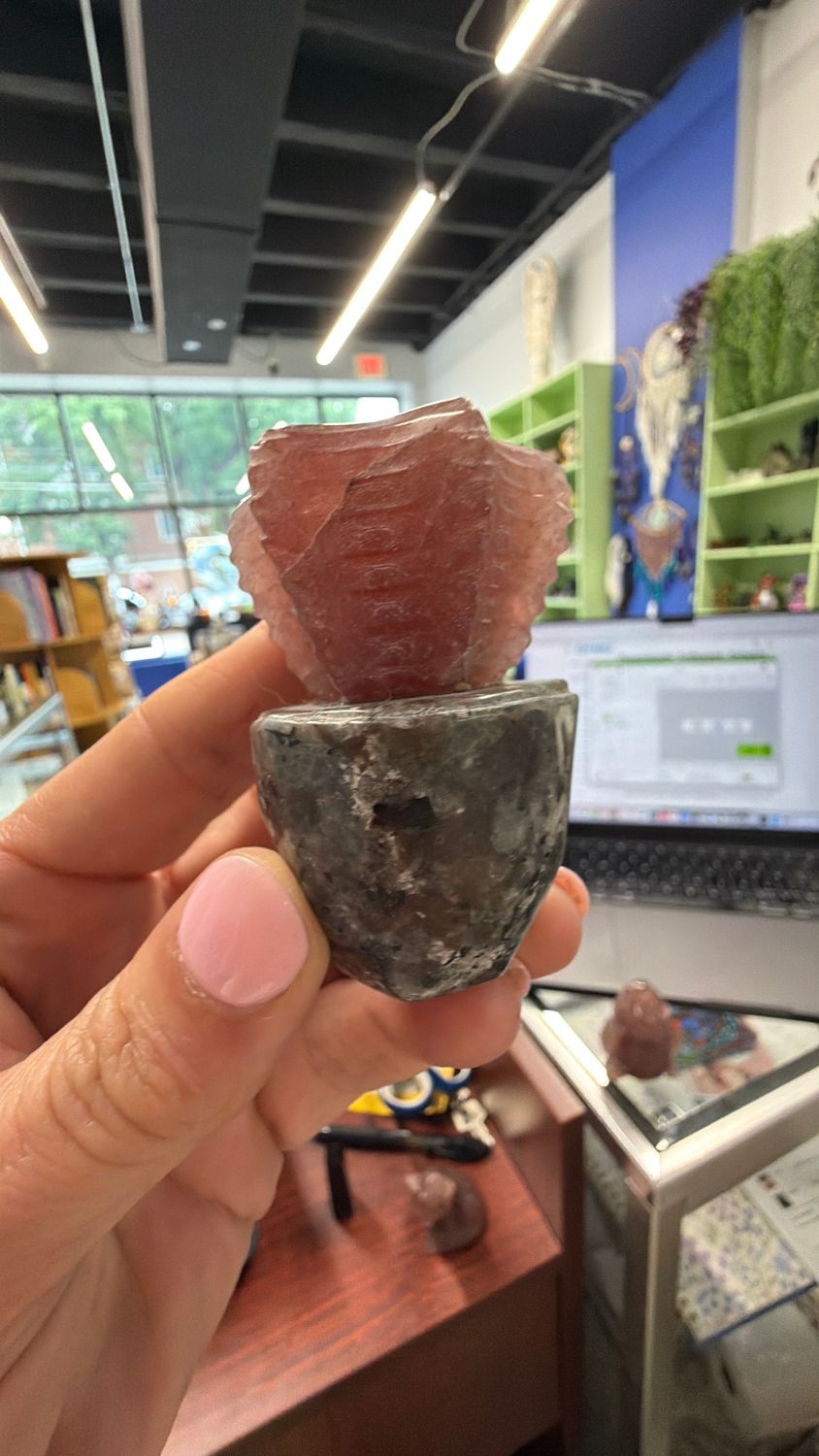 Strawberry Quartz &amp; Yooperlite Cactus 2”
