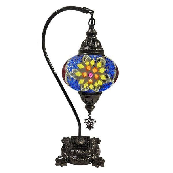 Hanging Mosaic Desk Lamp - Multi red blue and white 