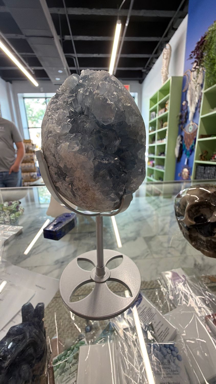 Celestite Egg on Stand 3.5”