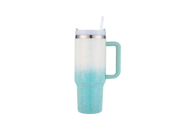 Ladies 2 Tone Rhinestone Tumbler With Handle 40oz