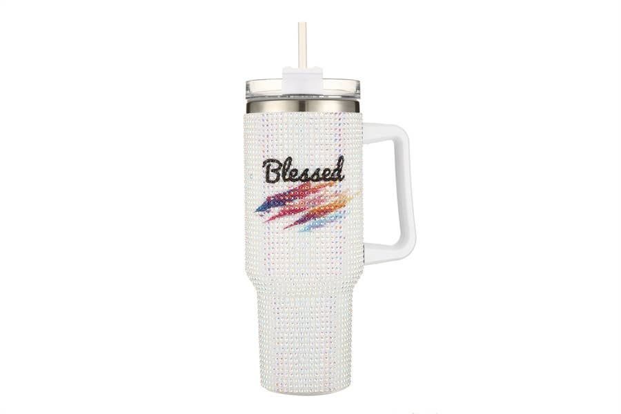 Ladies Rhinestone BLESSED 40 oz Tumbler Cup