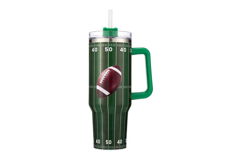 Ladies Football Printed Tumbler with Handle 40oz`