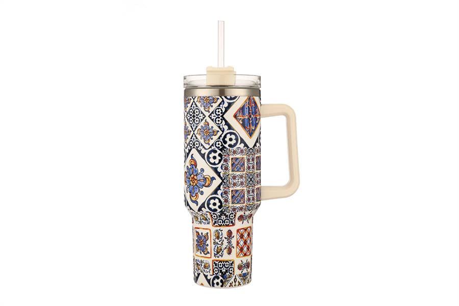 Flower Design Printed Themed 40 oz Tumbler Cup