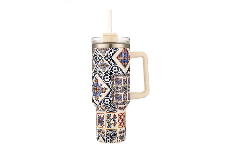 Flower Design Printed Themed 40 oz Tumbler Cup