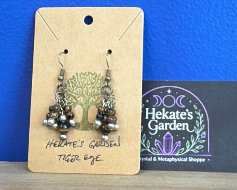 Tiger Eye Cluster Earrings