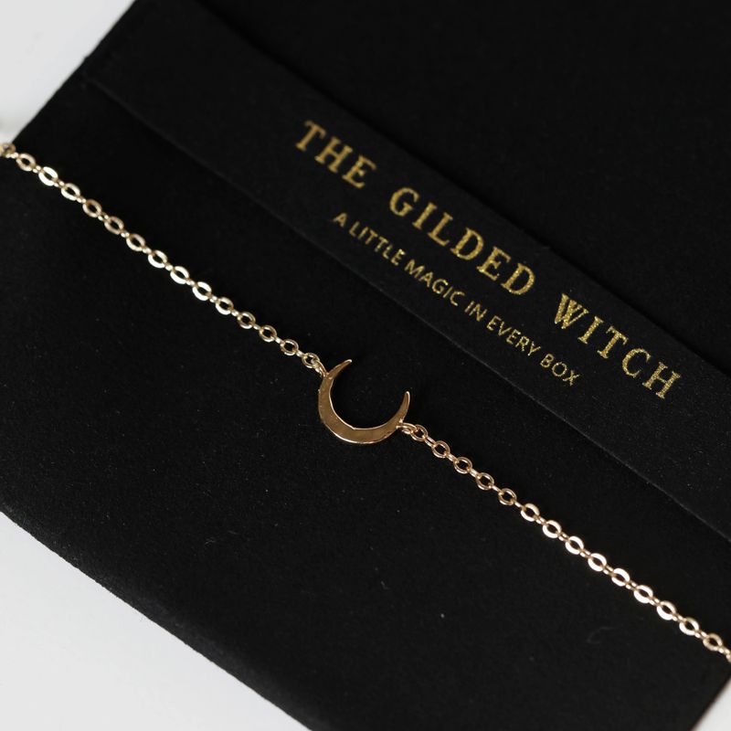 Hammered Moon Bracelet: Delicate Modern Witchy Jewelry