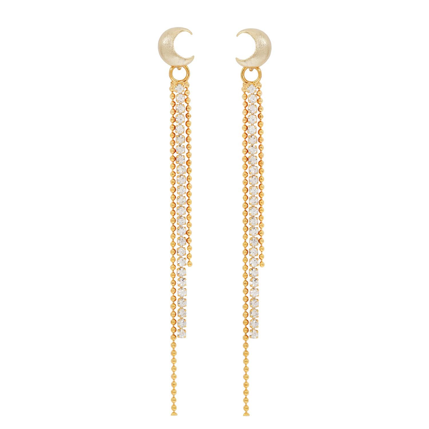 Reach for the Moon Earrings: Dangle Crystal Earrings