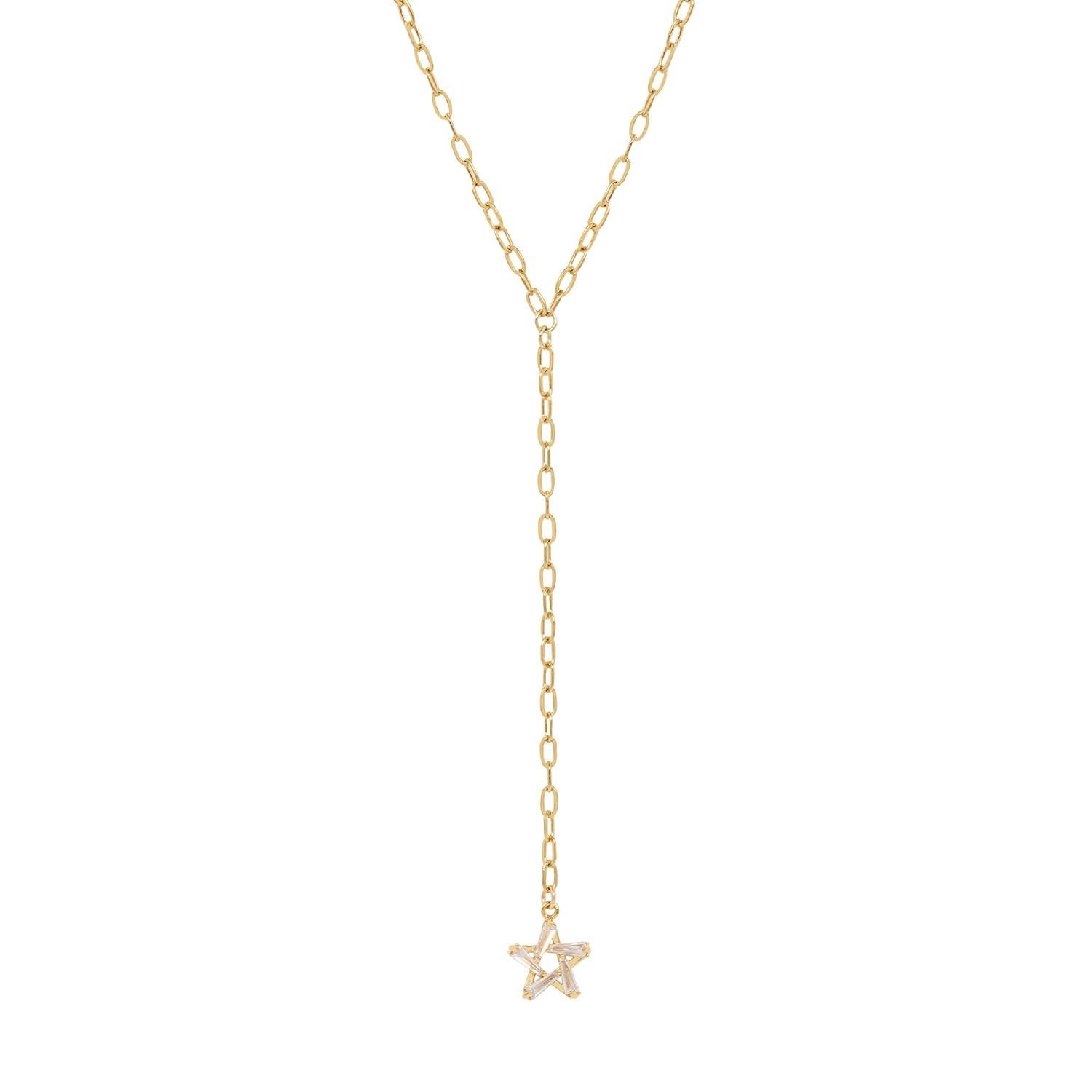 Witch's Star Lariat: Crystal Pentagram Necklace Modern Witch