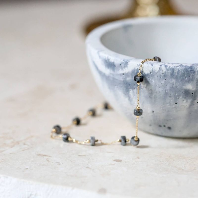 Raw Labradorite Stone Bracelet: Grounding + Third Eye Chakra