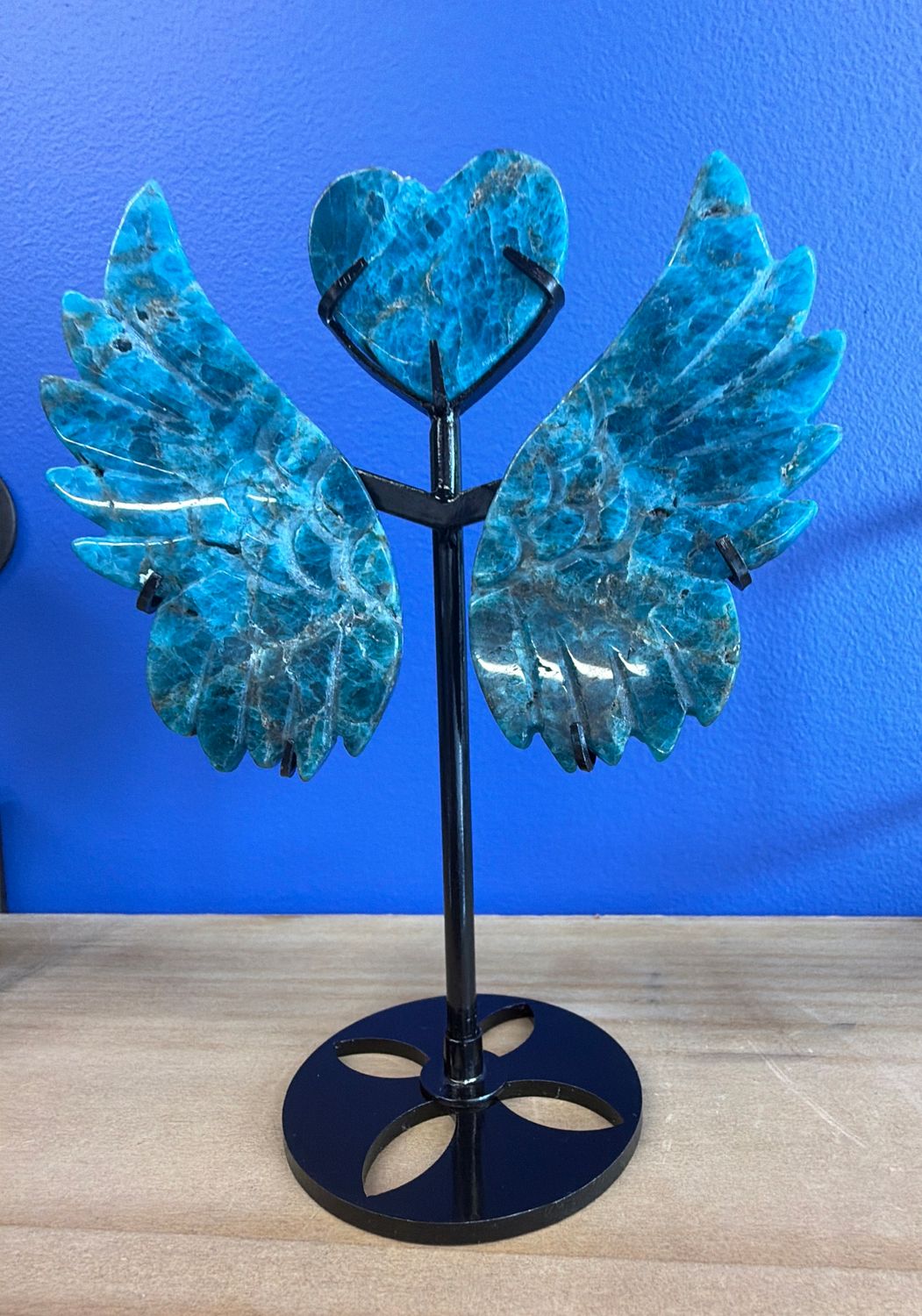 Blue Apatite Flying Heart