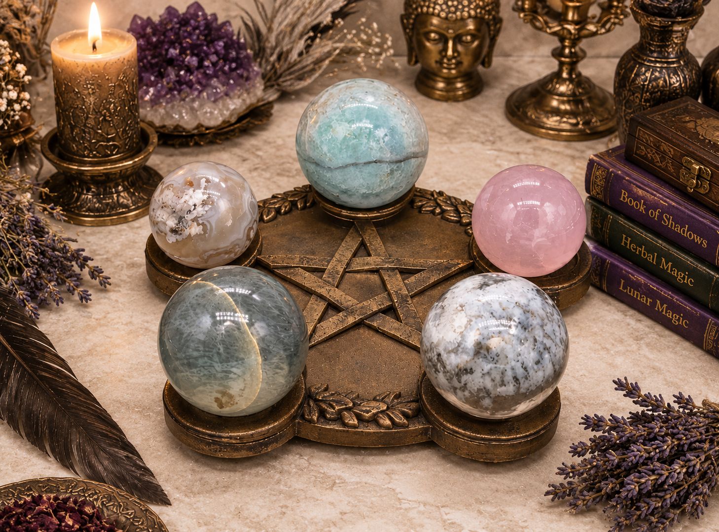 Pentagram Crystal Sphere Holder