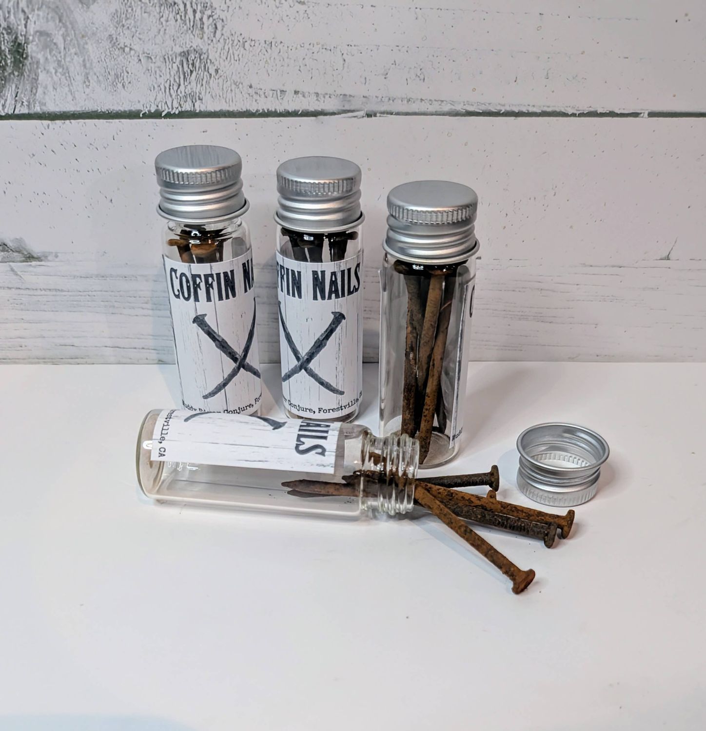 Jar of 5 Rusted Coffin Nails