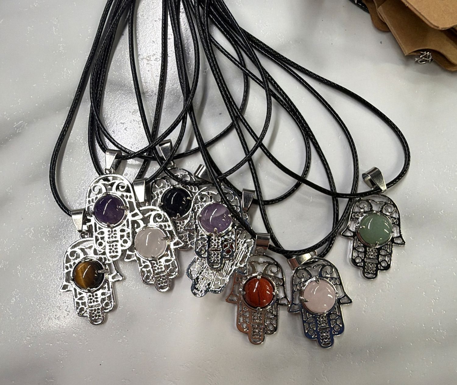 Gemstone Hamsa Necklace
