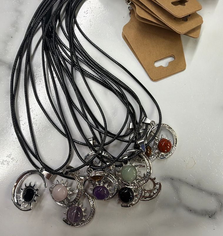 Gemstone Moon Necklace