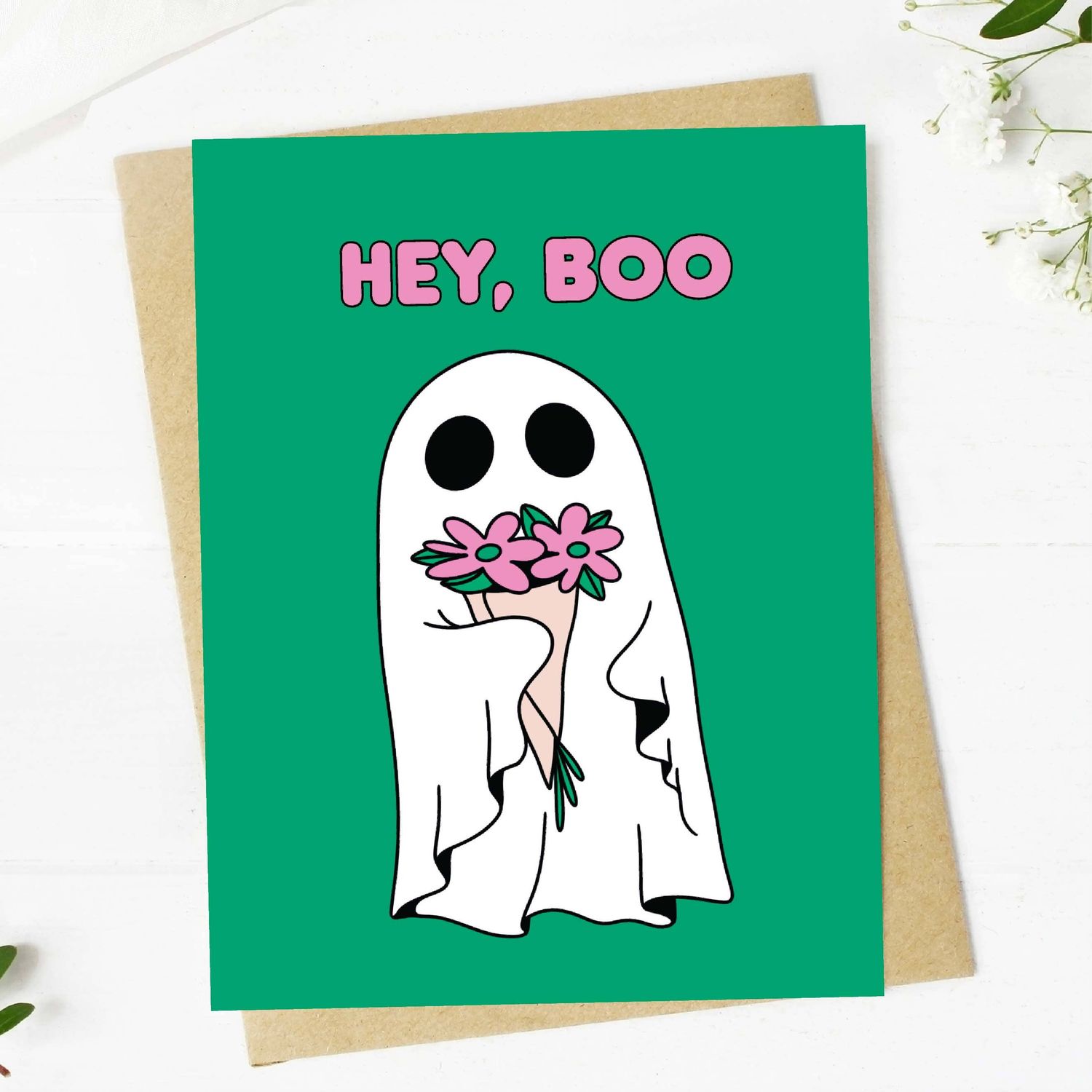 Hey, Boo Cute Ghost Halloween Card