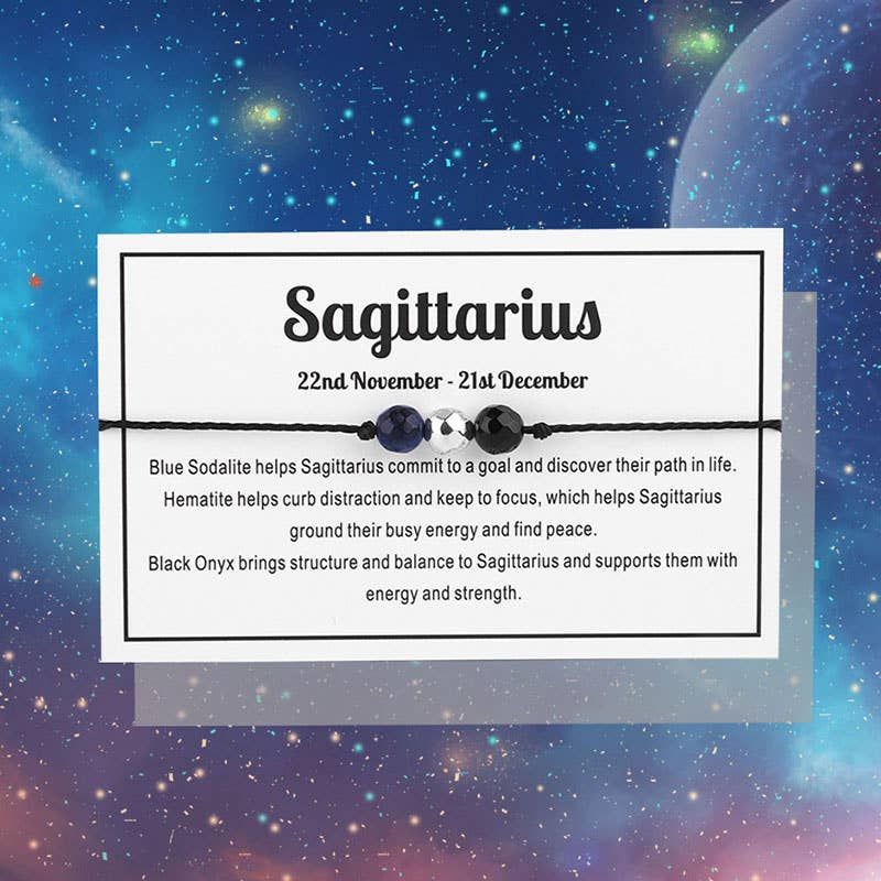 Sagittarius Gemstone Bracelet Nylon with Gemstone Zodiac sym