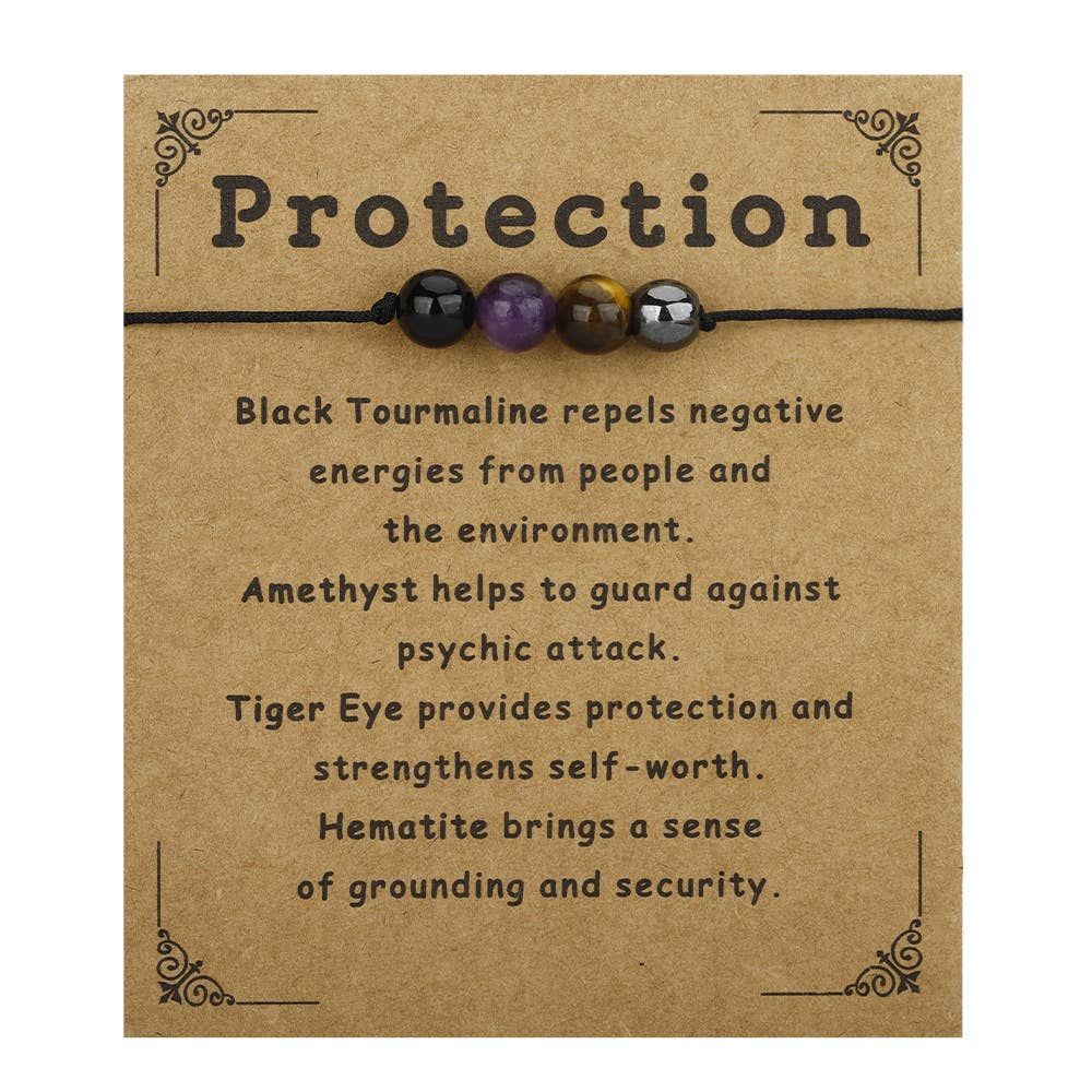 Protection Natural Gemstone Bracelet, Adjustable