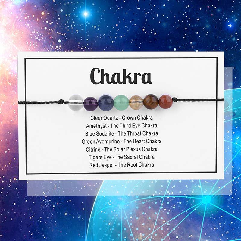 Chakra Intention Gemstone Bracelet with Adjustable Wax Cord