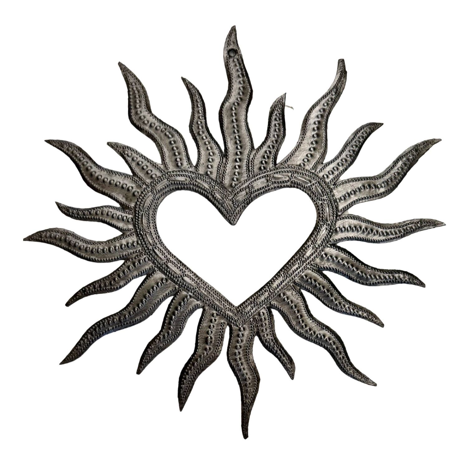 Fair Trade Haitian Metal Flaming Heart Wall Art – Handmade
