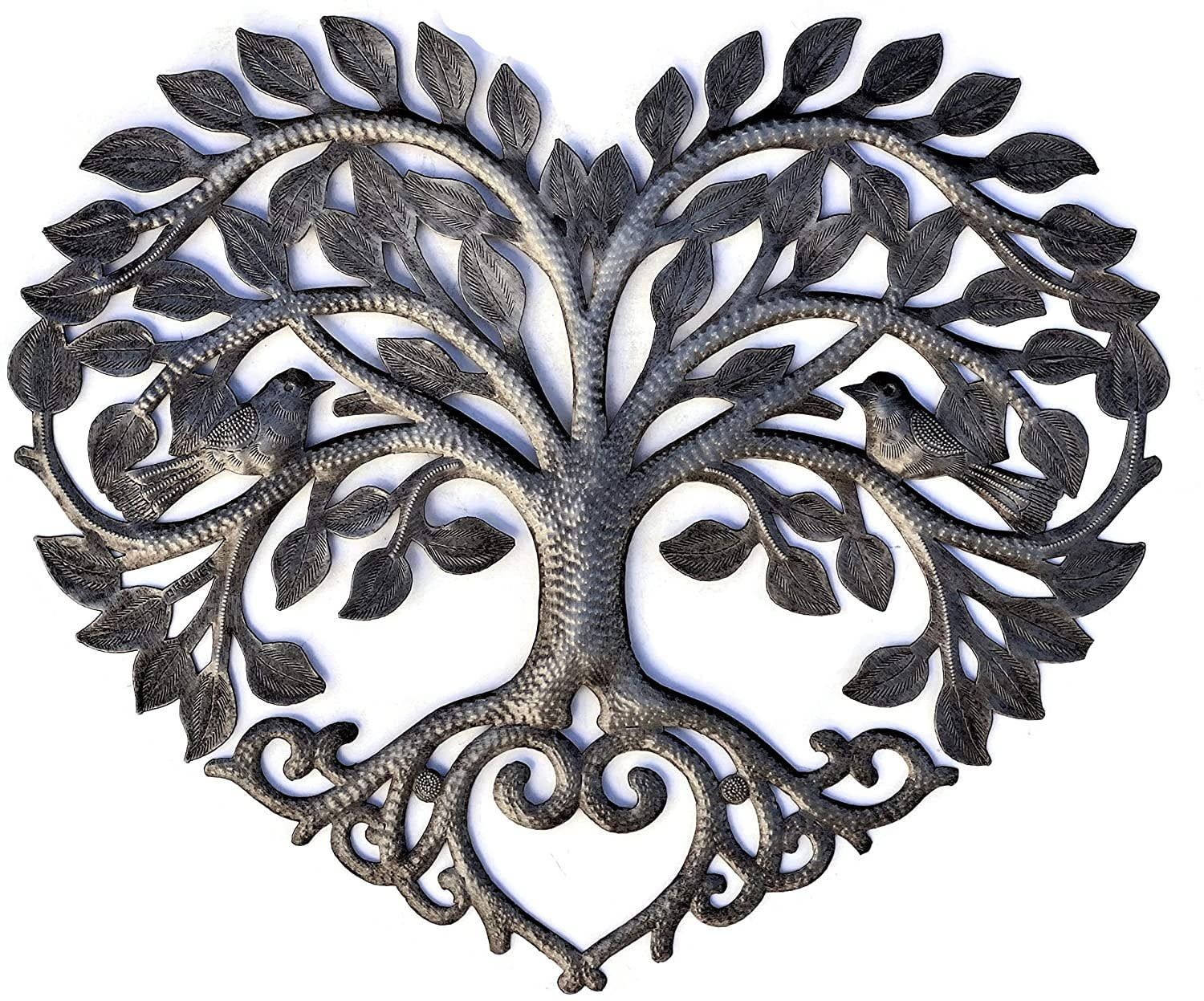17"x16" Heart Shaped Tree of Life Decor, Metal Wall Hanging