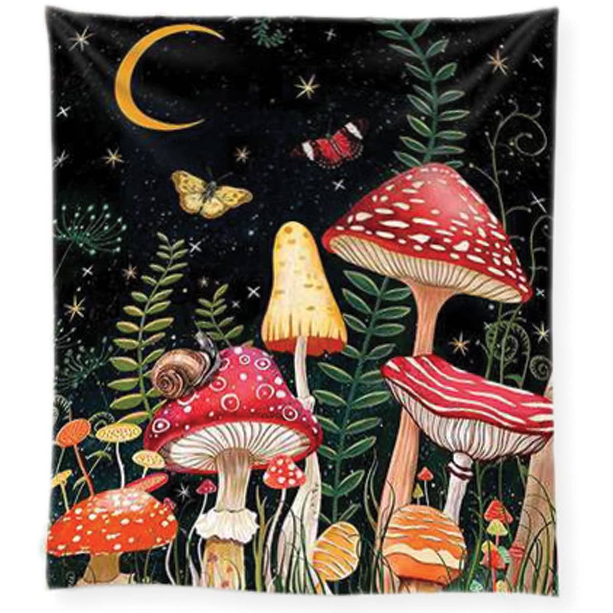 Night Sprout Mushroom Moon Tapestry