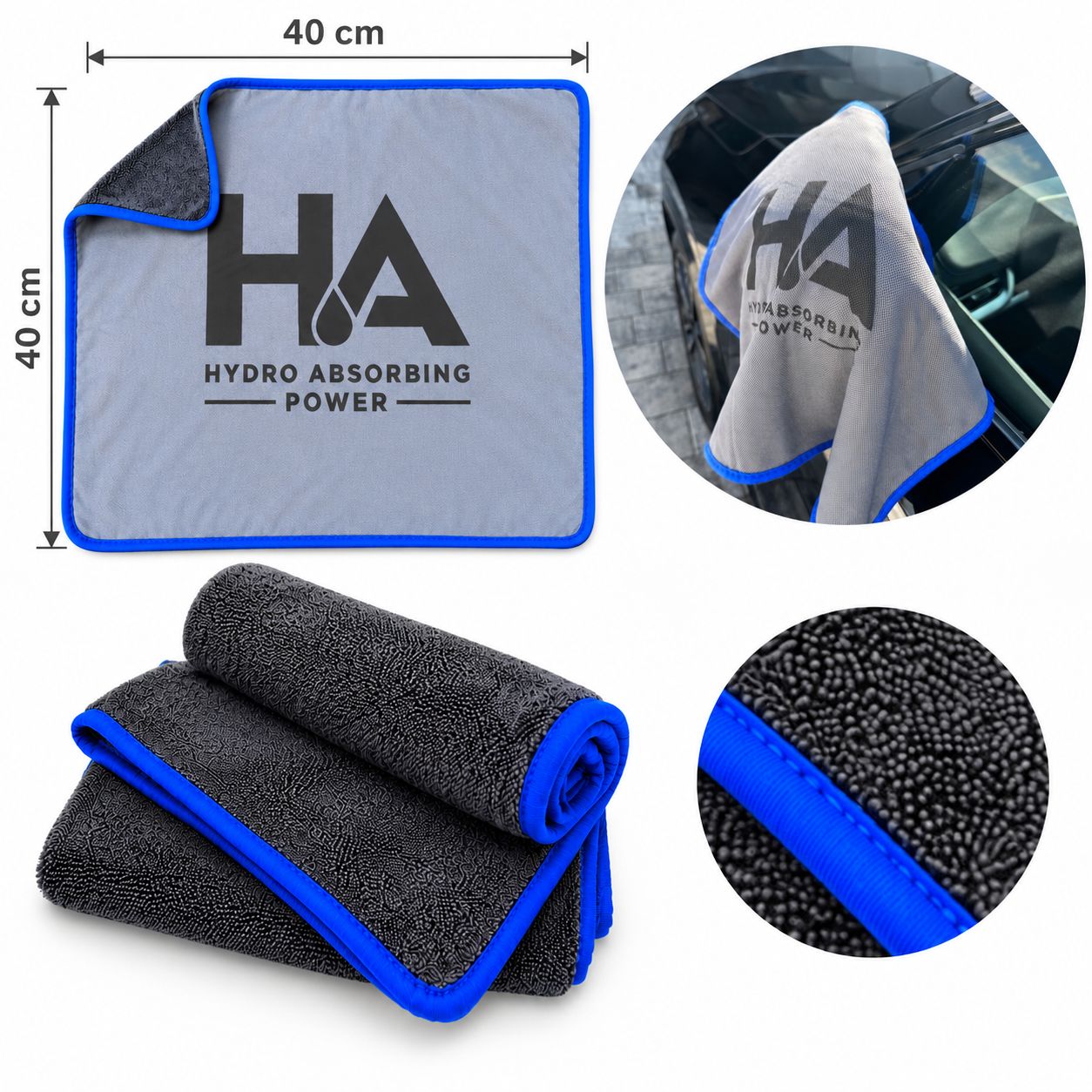 HA Towel M 40×40 cm – Ręcznik Do Osuszania Auta