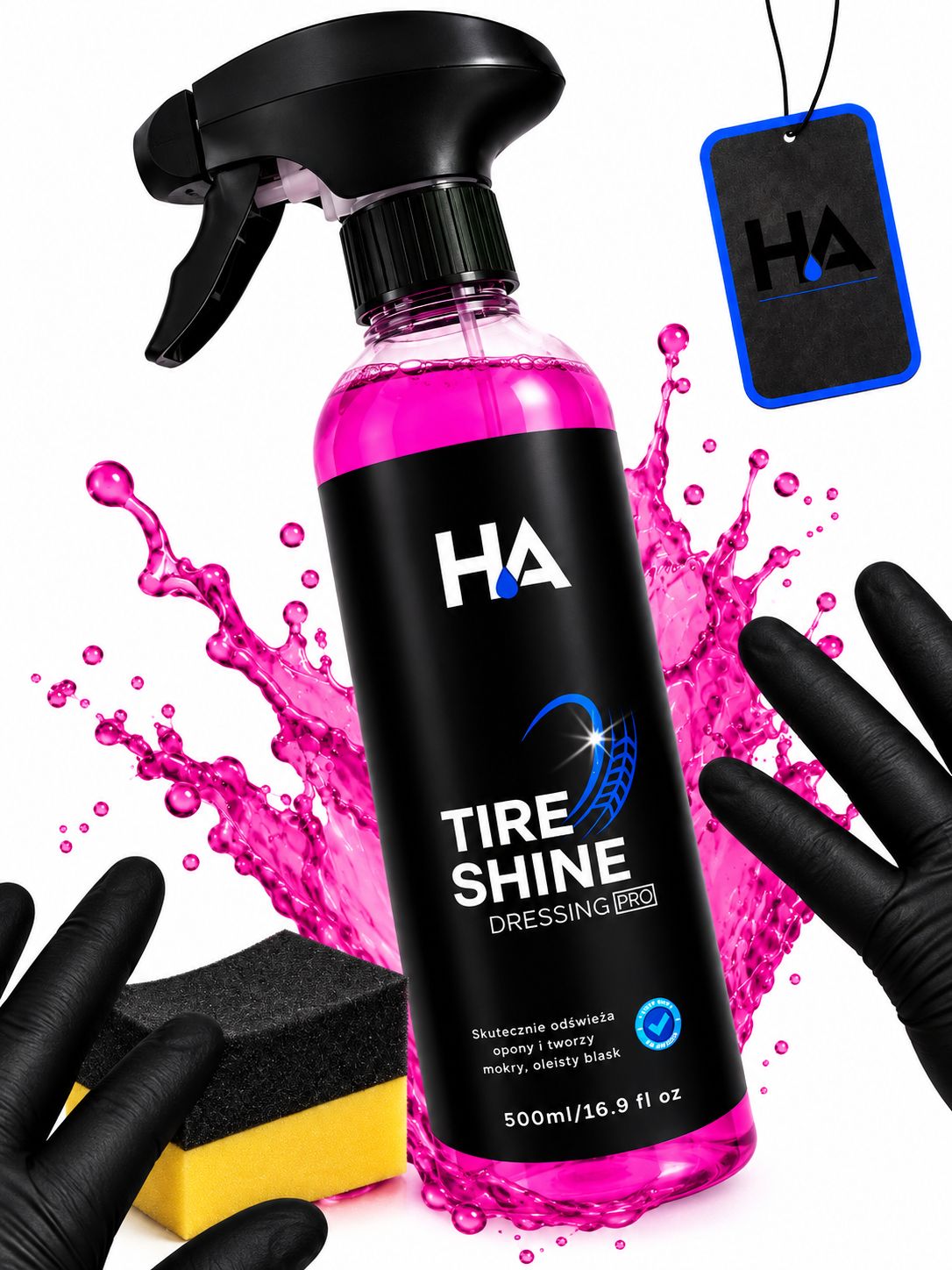 TIRE SHINE Dressing PRO - dressing do opon 500 ml + aplikator + ZAWIESZKA