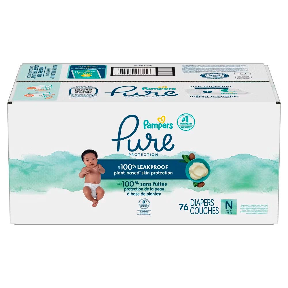 Pampers Pure Protection Diapers Super Pack - Size 0 - 76ct