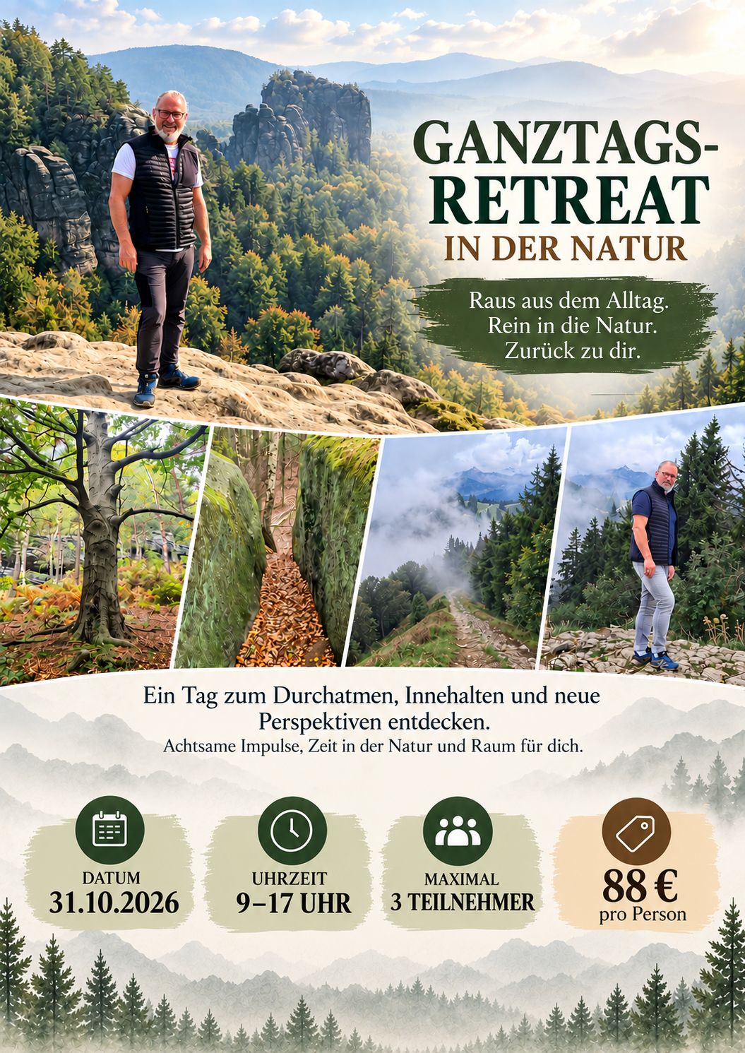 GANZTAGS-RETREAT IN DER NATUR  -  31.10.2026 - Anfragen &amp; Reservierungen über Kontaktformular