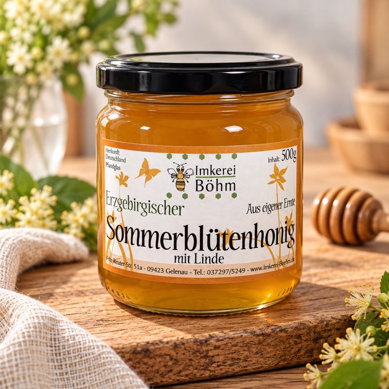 Sommerblütenhonig mit Linde, 500g