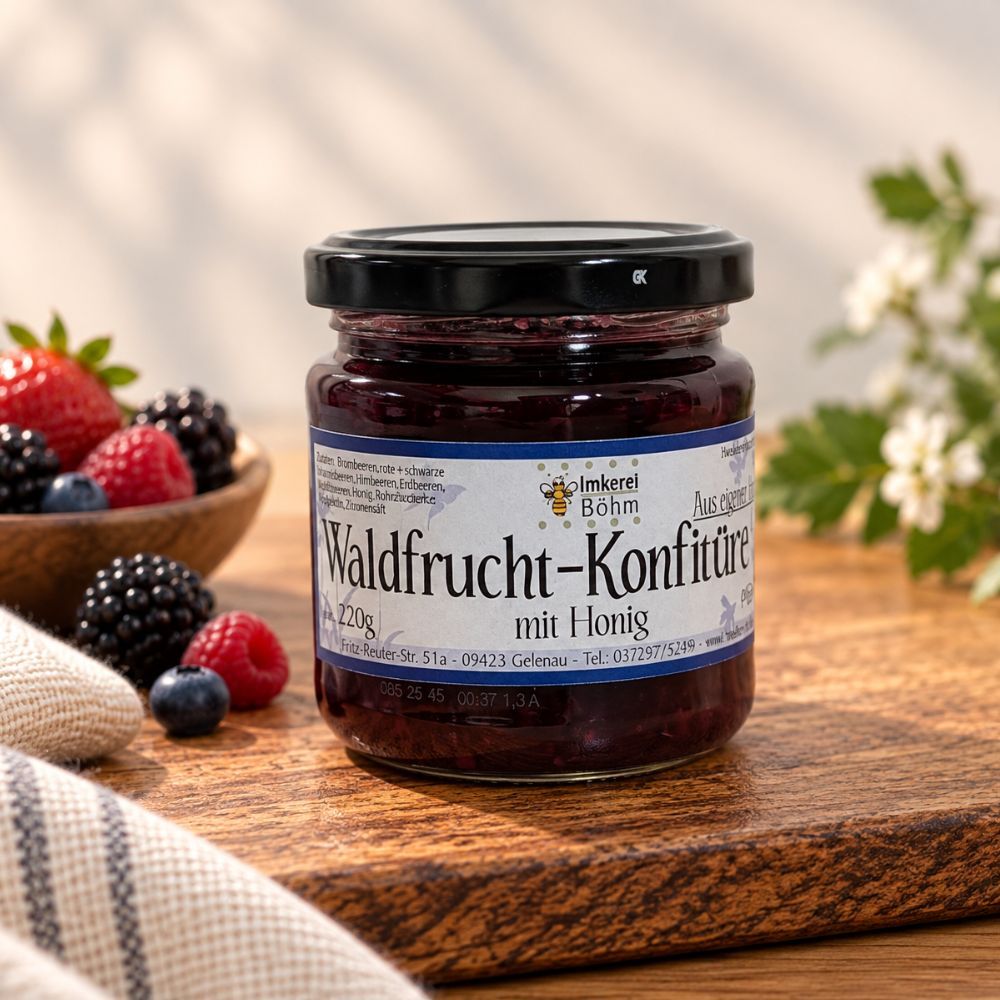 Waldfruchtkonfitüre extra mit Honig, 220g