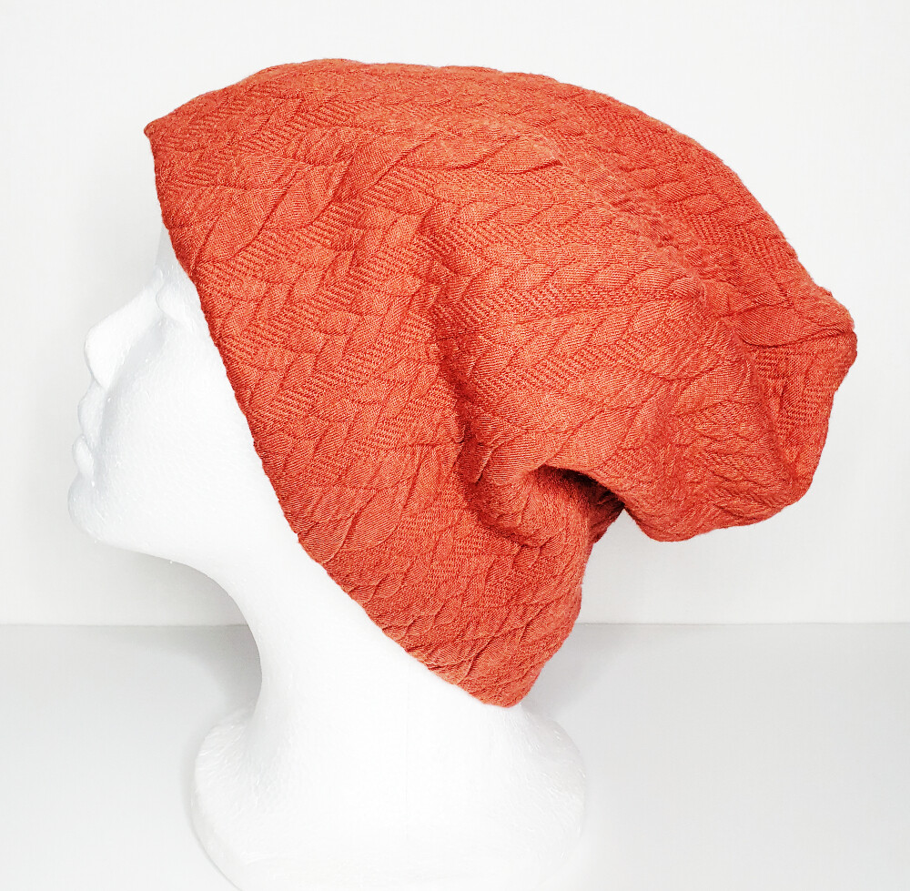 SnowCap - Pumpkin Cable Knit - Large (purple lining)