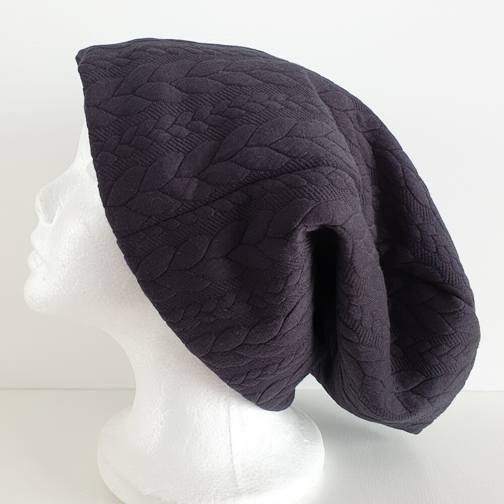 SnowCap - Slouchy Black Cable Knit - X-Large