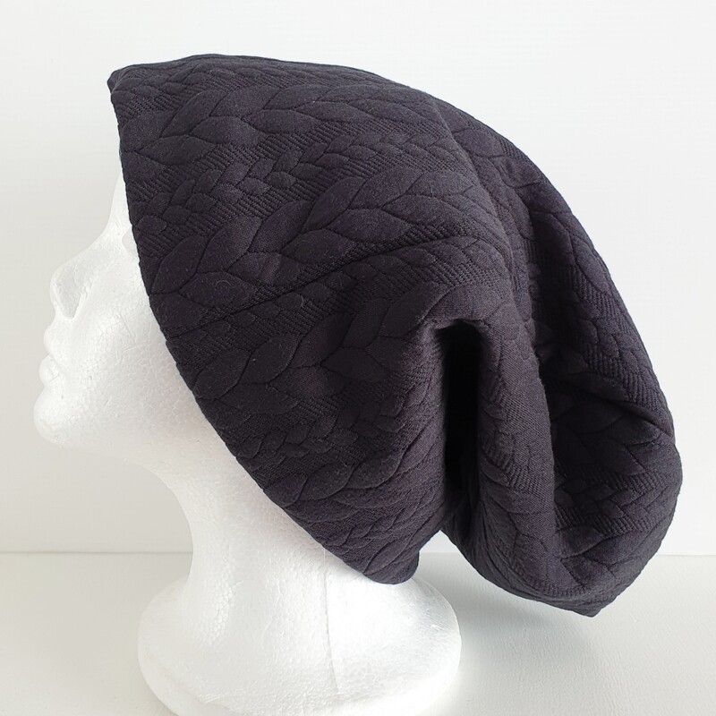 SnowCap - Slouchy Black Cable Knit - X-Large