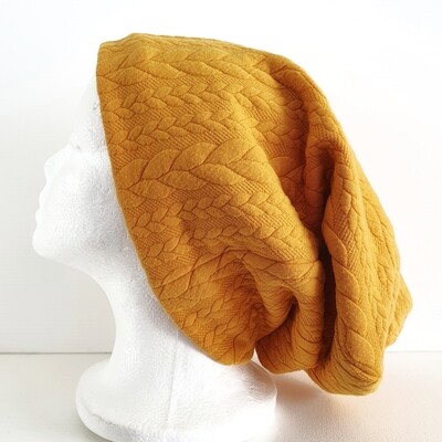 SnowCap - Slouchy Gold Cable Knit - Large