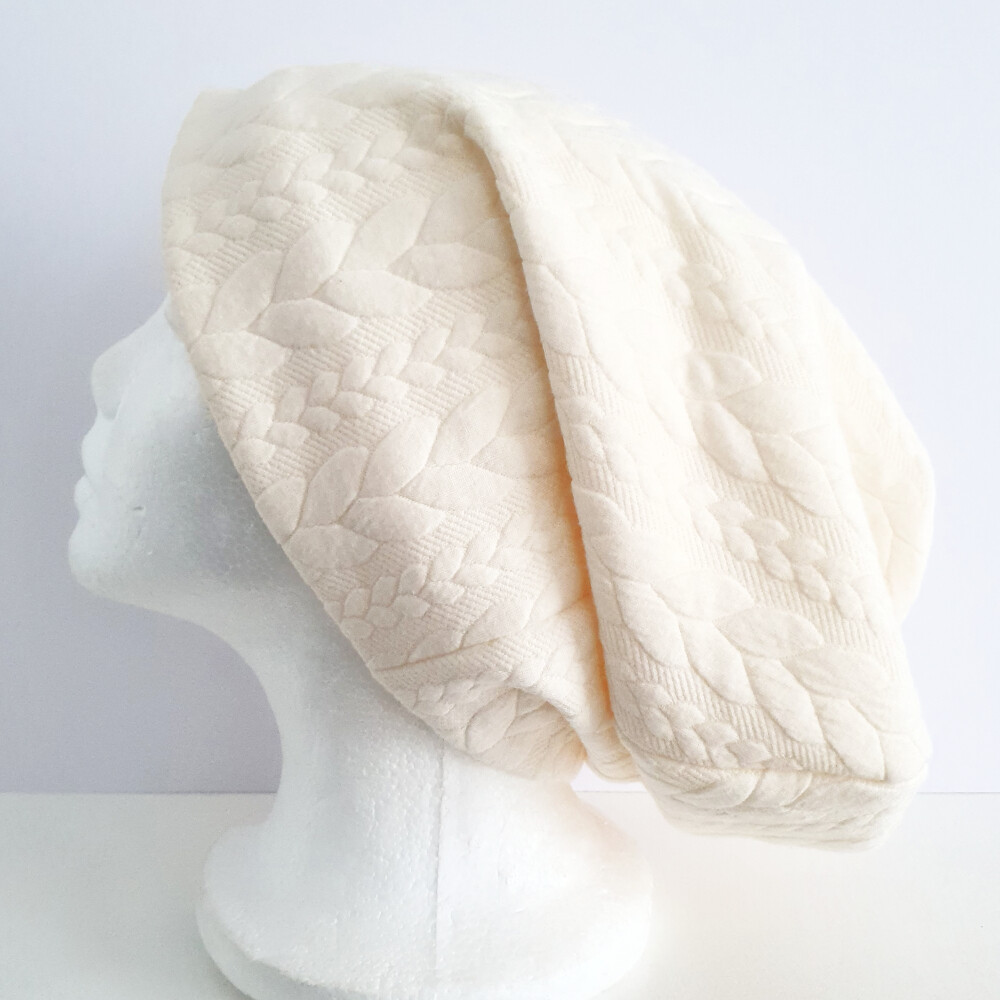 SnowCap - Slouchy Cream Cable Knit - Large