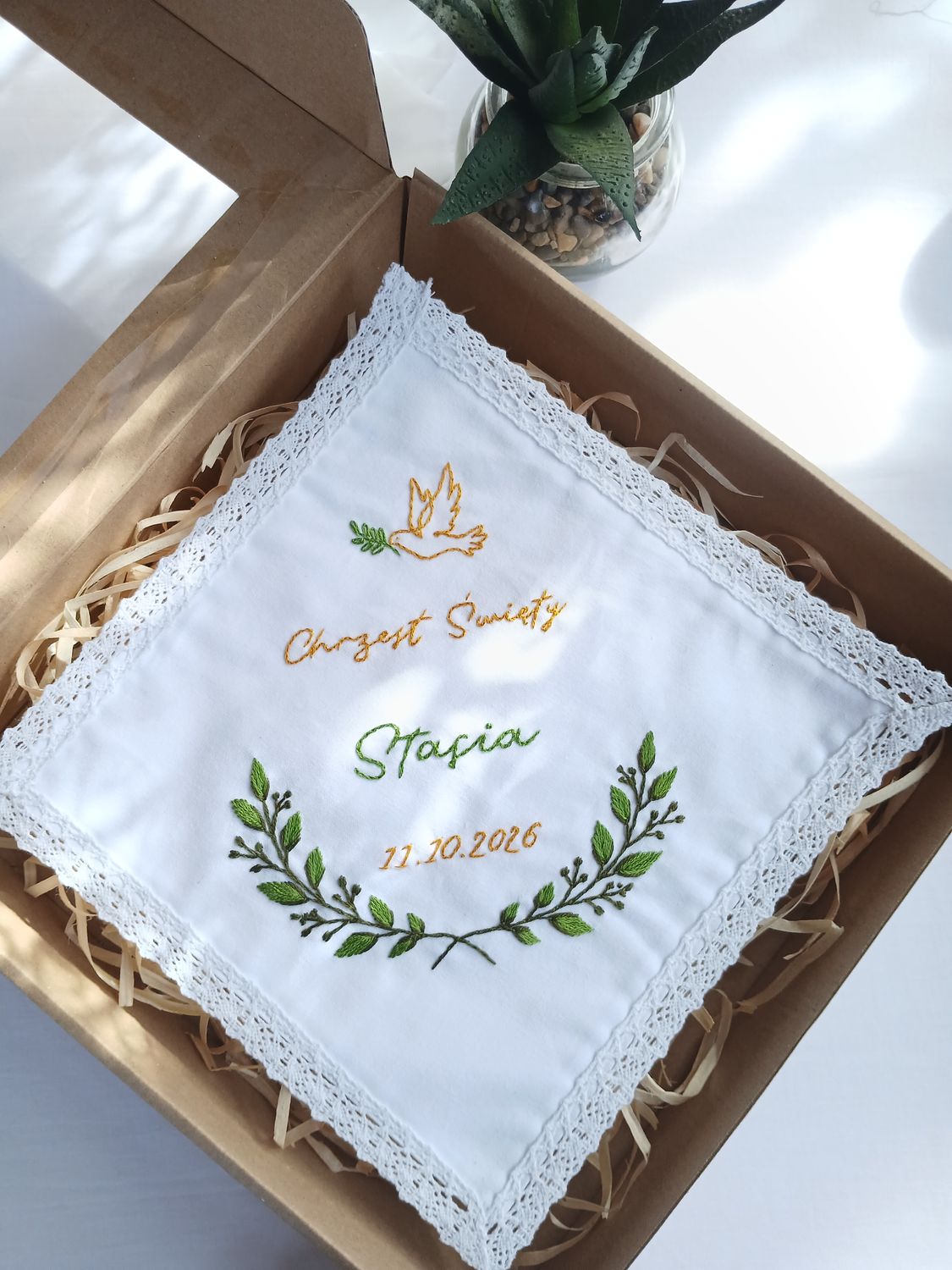 Szatka na Chrzest Święty "Gołębica"