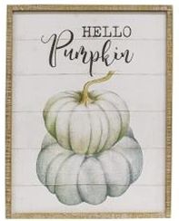 Hello Pumpkin Distressed Wood Sign