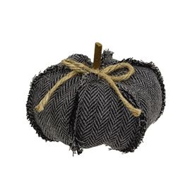 Dark Gray Chevron Pumpkin - 4.5" dia x 3.5"H
