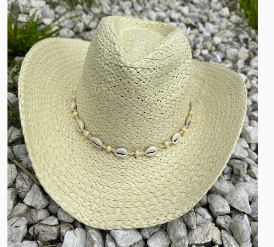 Cowrie Shell Straw Braided Cowboy Hat