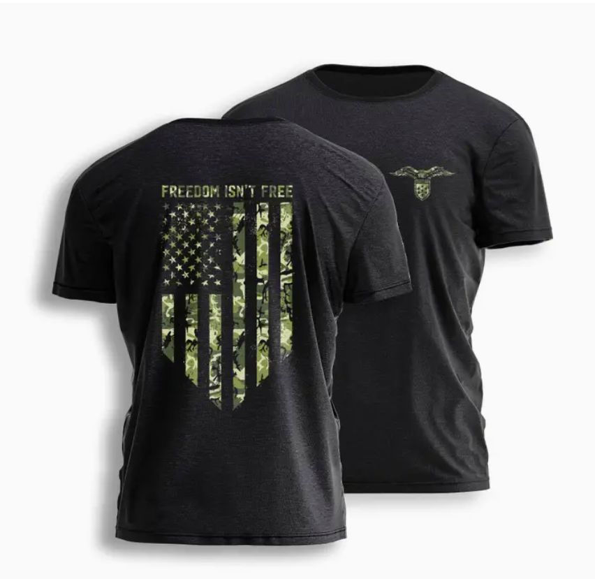 Freedom Isn't Free Camo Flag Tee, Size: Medium