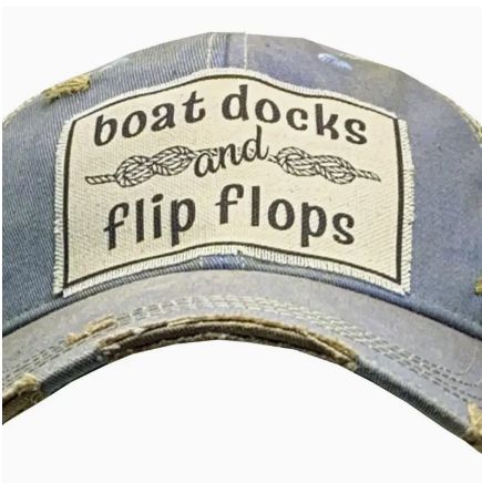 Boat Docks &amp; Flip Flops Distressed Trucker Hat Baseball Cap