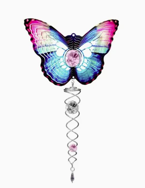 Crystal Pink Butterfly - Mini Set Wind Spinner